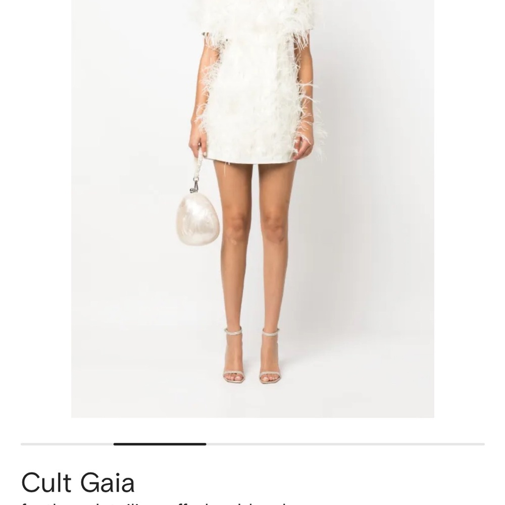 Cult Gaia Ivory Feathered Dress - Picture 2 of 8